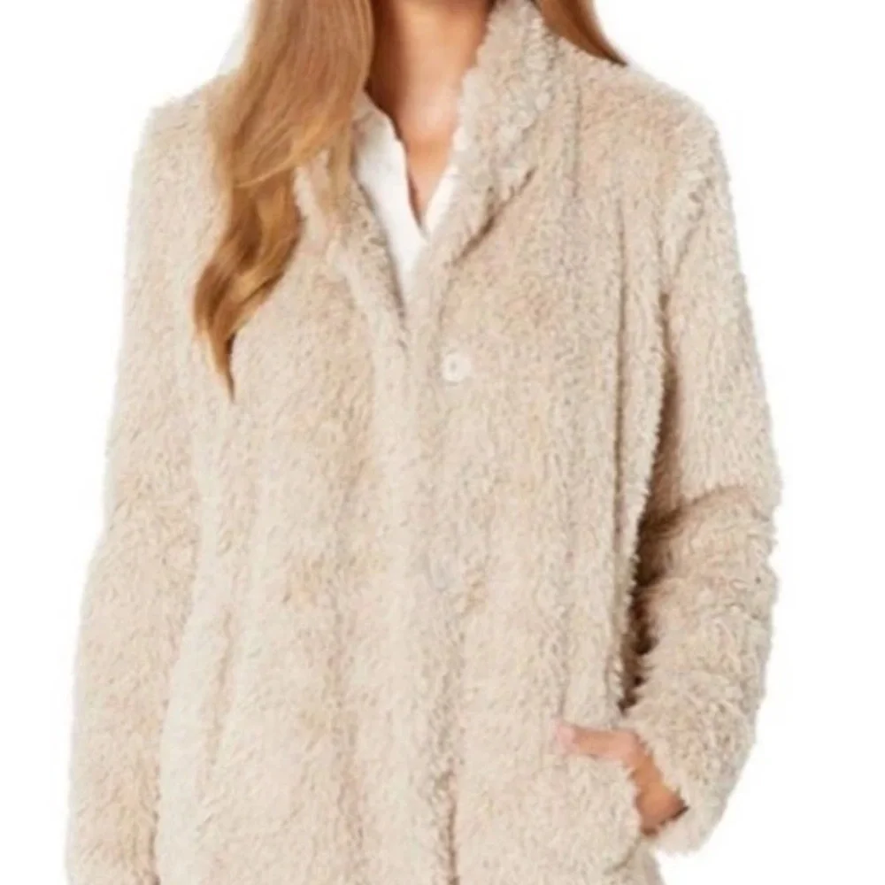NWT Kenneth Cole Beige Teddy Jacket size 1X - Picture 2 of 11